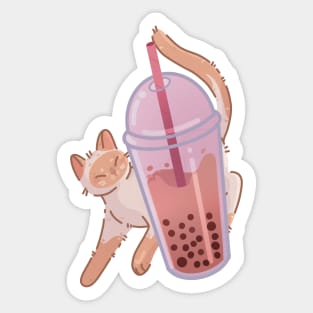 Bubble Tea Boba Red Point Thai Cat Sticker